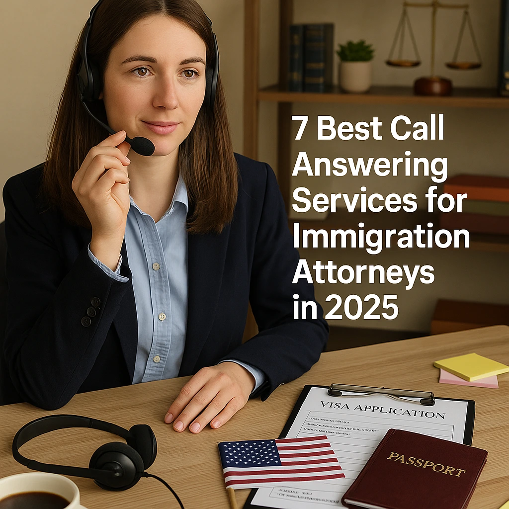 Call answering services for immigration attorneys photo with passport and USA flag